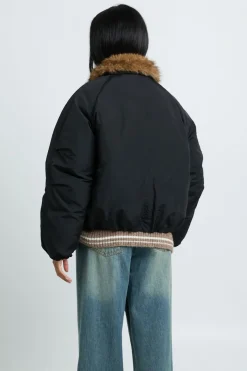 Veste Bomber À Détails Doublure Imitation Mouton