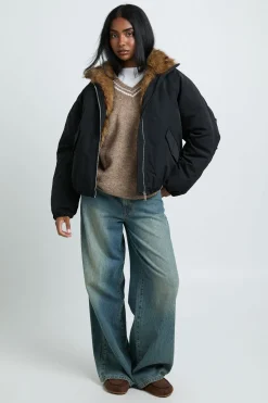 Veste Bomber À Détails Doublure Imitation Mouton
