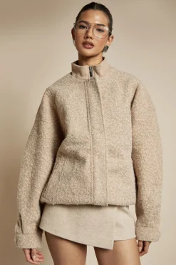 Veste bomber effet laine bouclée