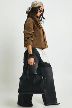boohoo Veste Bomber en Daim avec Détail Col<Femme Manteaux Et Vestes D’Automne|Vestes & Manteaux