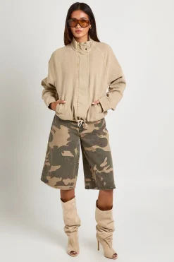 boohoo Veste Bomber En Denim À Col Cheminée<Femme Vestes & Manteaux|Denim