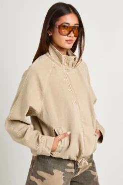boohoo Veste Bomber En Denim À Col Cheminée<Femme Vestes & Manteaux|Denim