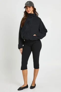 Veste Bomber En Denim À Col Cheminée