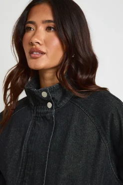 Veste Bomber En Denim À Col Montant