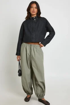 Veste Bomber En Denim À Col Montant