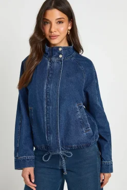 boohoo Veste Bomber En Denim À Col Montant<Femme Manteaux Et Vestes D’Automne|Denim