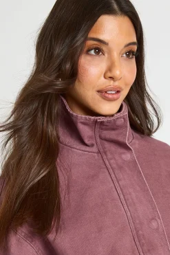 Veste Bomber En Denim À Col Montant