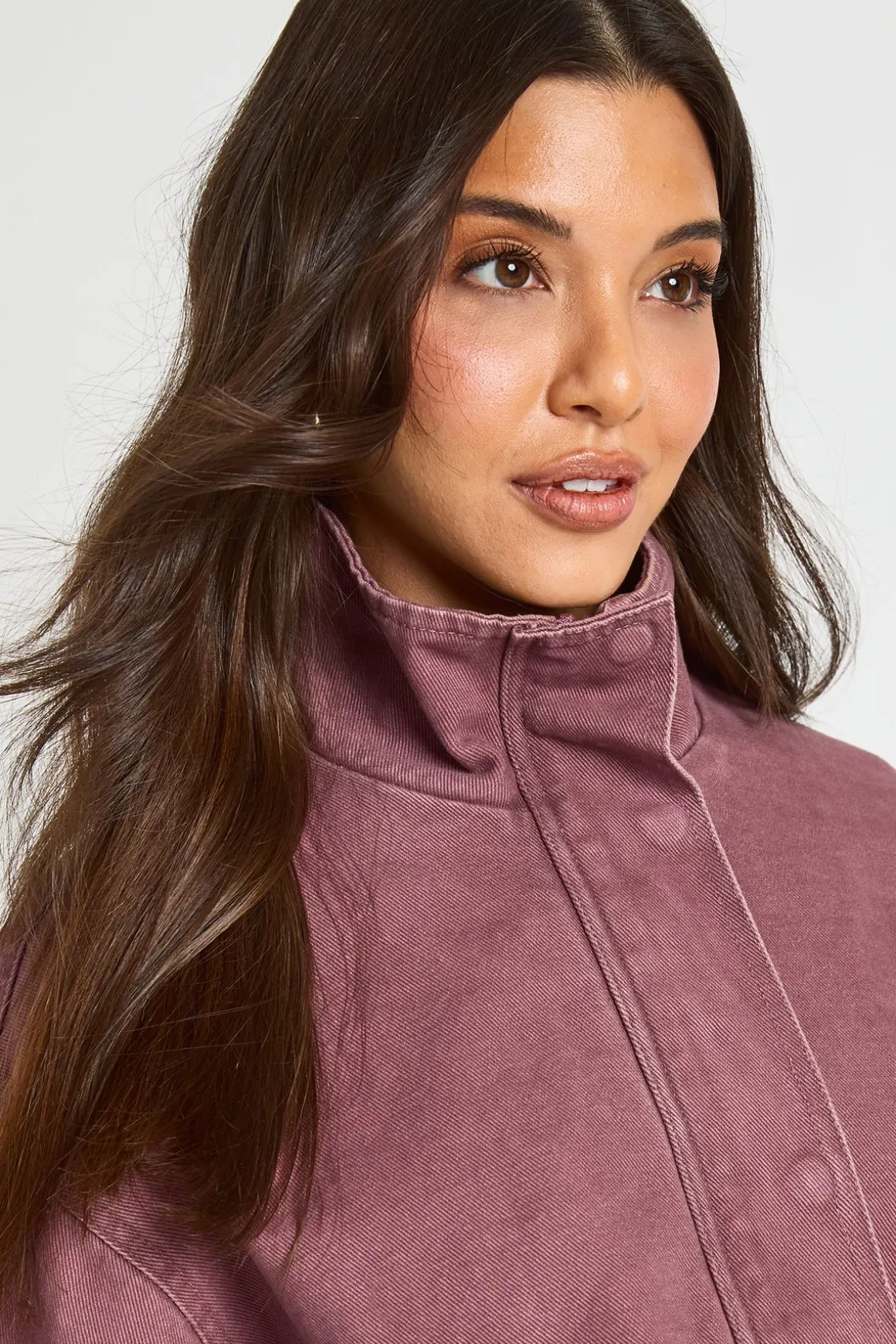 Veste Bomber En Denim À Col Montant