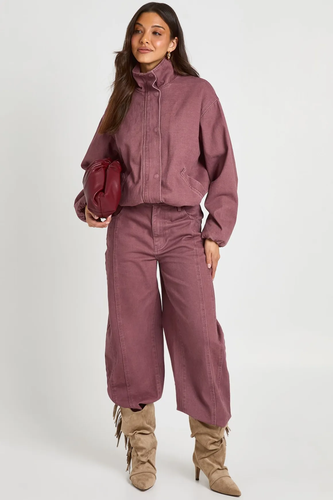 Veste Bomber En Denim À Col Montant