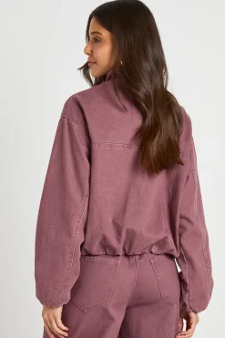 Veste Bomber En Denim À Col Montant