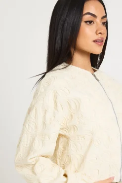 boohoo Veste Bomber En Denim À Détail Dentelle<Femme Vestes & Manteaux|Denim