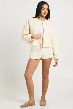 boohoo Veste Bomber En Denim À Détail Dentelle<Femme Vestes & Manteaux|Denim