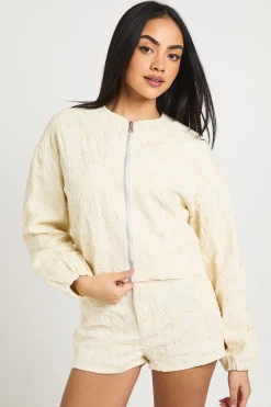 boohoo Veste Bomber En Denim À Détail Dentelle<Femme Vestes & Manteaux|Denim