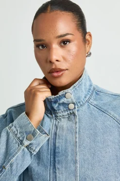 Veste Bomber En Denim Grande Taille