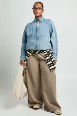 Veste Bomber En Denim Grande Taille