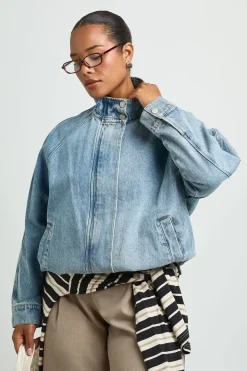 Veste Bomber En Denim Grande Taille