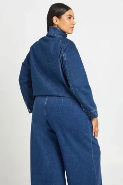boohoo Veste Bomber En Denim Grande Taille Col Montant<Femme Denim|Vestes & Manteaux