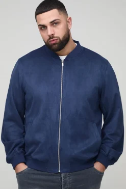 boohooMAN Veste bomber en faux-suède, coupe régulière, grande taille<Homme Vestes & Manteaux Grande Taille|Tenues De Soirée Grande Taille