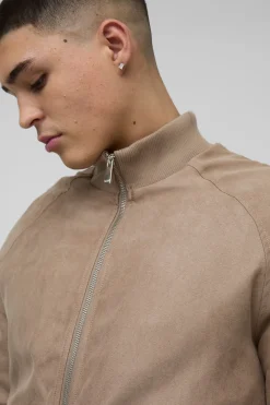Veste Bomber en Faux synthétique Raglan Regular Fit à col entonnoir
