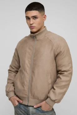 Veste Bomber en Faux synthétique Raglan Regular Fit à col entonnoir
