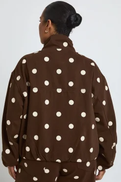 Veste Bomber En Jean À Col Montant Et Pois Grande Taille