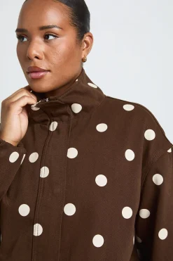 Veste Bomber En Jean À Col Montant Et Pois Grande Taille