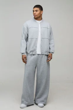Veste Bomber en Jersey à Panneaux Plissés Coupe Ample