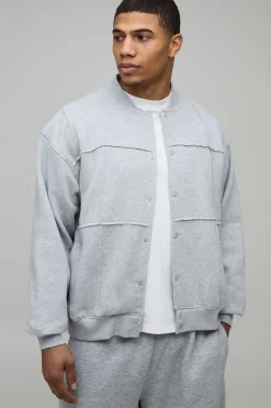 Veste Bomber en Jersey à Panneaux Plissés Coupe Ample