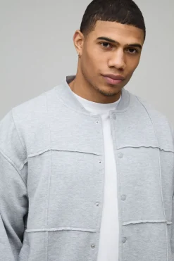 Veste Bomber en Jersey à Panneaux Plissés Coupe Ample