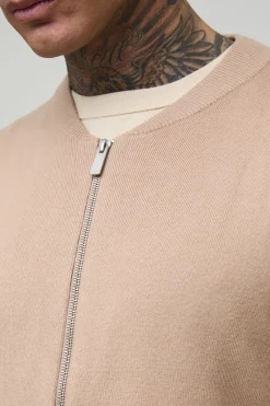 Veste bomber en maille basique pour grand gabarit, coupe régulière