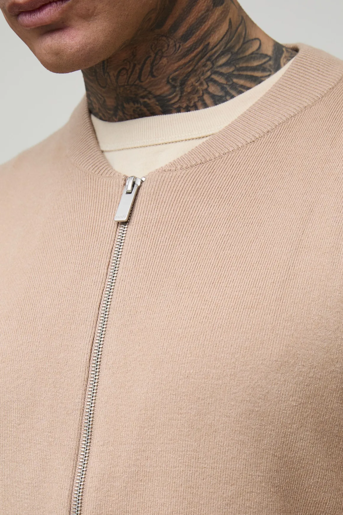 Veste bomber en maille basique pour grand gabarit, coupe régulière