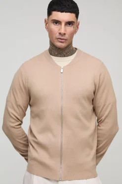 Veste bomber en maille basique pour grand gabarit, coupe régulière