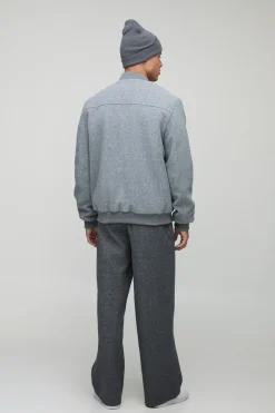 Veste bomber en melton brodée à coupe régulière, grande taille