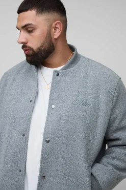 Veste bomber en melton brodée Regular Fit Plus