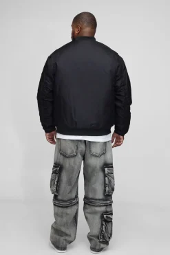 Veste bomber en nylon avec panneaux rembourrés en noir