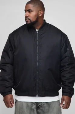 Veste bomber en nylon avec panneaux rembourrés en noir