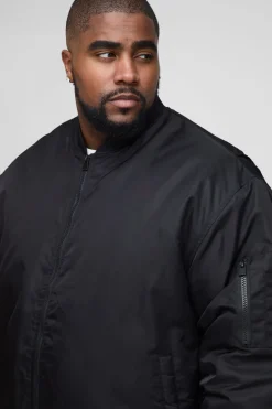 Veste bomber en nylon avec panneaux rembourrés en noir