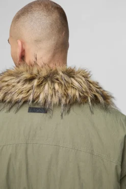Veste bomber en nylon à col en synthétique, coupe régulière