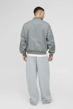 Veste bomber en nylon à coupe ample avec détails de couture boxy