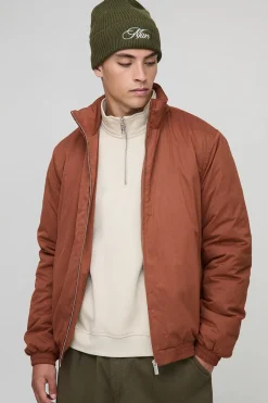 boohooMAN Veste bomber en nylon, coupe régulière, col en entonnoir, matelassée simple.<Homme Manteaux Et Vestes