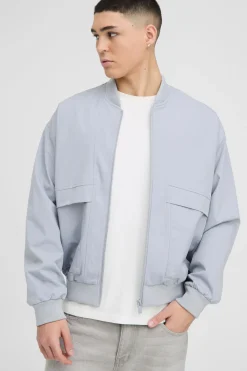 Veste bomber en nylon oversize à coupe carrée avec détails de couture