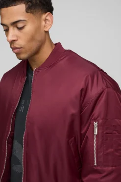 boohooMAN Veste bomber en nylon surdimensionnée, coupe boxy, ourlet incurvé<Homme Manteaux Et Vestes