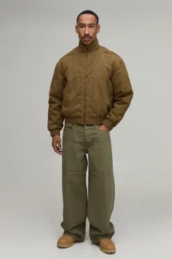 Veste Bomber En Sergé Lavé À Panneaux Contrastés