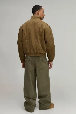 Veste Bomber En Sergé Lavé À Panneaux Contrastés
