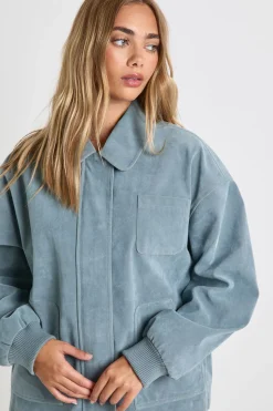Veste bomber en suède synthétique