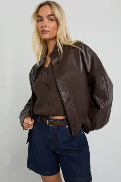 boohoo Veste bomber en synthétique<Femme Looks Chocolat|Vestes & Manteaux