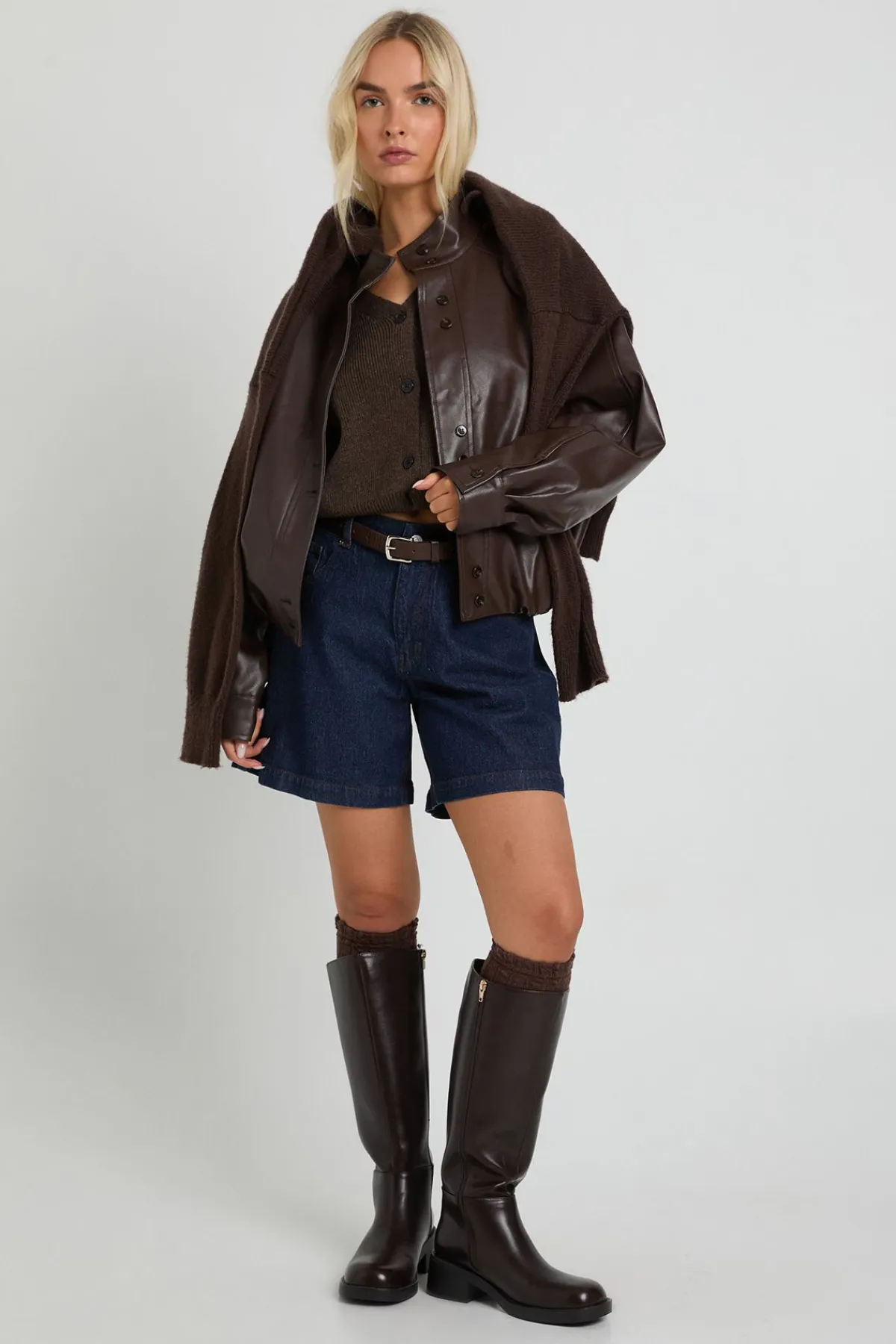boohoo Veste bomber en synthétique<Femme Looks Chocolat|Vestes & Manteaux