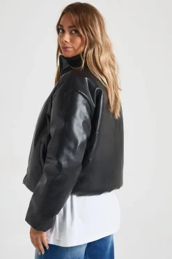 Veste bomber en synthétique à col cheminée