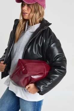 Veste bomber en synthétique à col cheminée