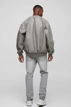 boohooMAN Veste Bomber en synthétique doux à coupe oversize<Homme Manteaux Et Vestes